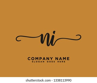 NI Initial Handwriting Logo Vector