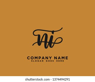 NI Initial Handwriting Logo Vector