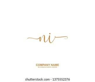 NI Initial handwriting logo vector