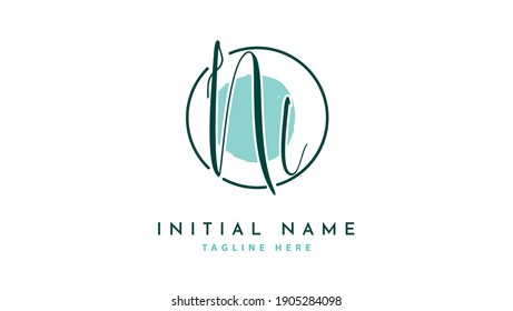 Ni Initial handwriting logo vector