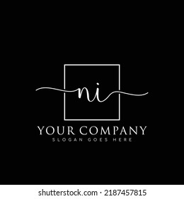 NI Initial handwriting minimalist logo vector