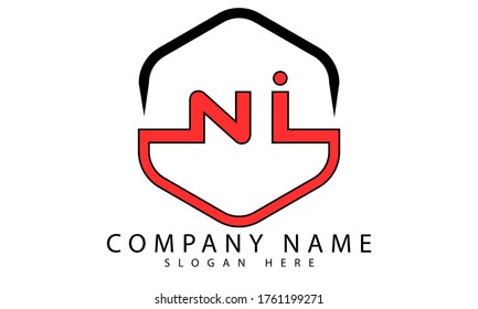 NI initial letter based logo modern vector template