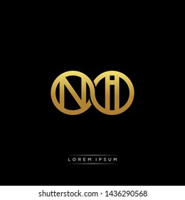NI initial letter linked circle capital monogram logo modern template