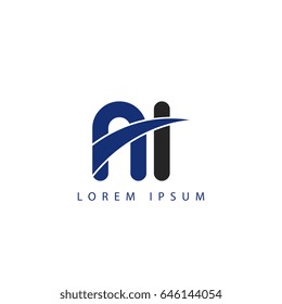 ni initial letter uppercase logo blue and black