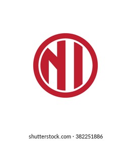 NI initial letters circle business logo red