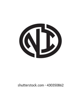 NI initial letters looping linked ellipse monogram logo