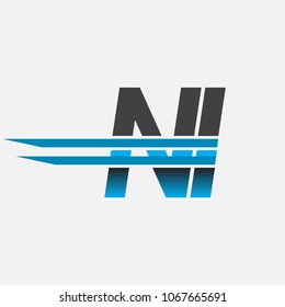 NI initial logo company name colored black and blue, Simple and Modern Logo Design.