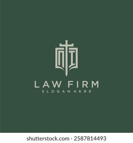 NI initial monogram for law firm with sword and shield logo image