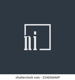 NI initial monogram logo with rectangle style dsign