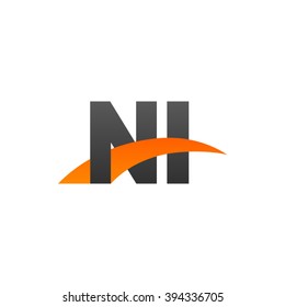NI initial overlapping swoosh letter logo black orange
