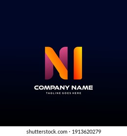 NI Letter initial Logo Vector With colorful, logo for media business