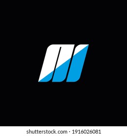 NI letter logo design on black background. NI creative initials letter logo concept. NI icon design. NI white and blue letter icon design on black background. N I