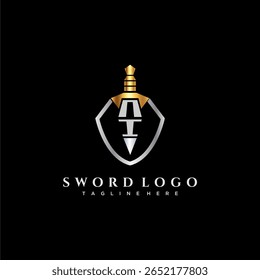 NI carta monograma de luxo para escudo e espada estilo imagem