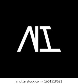 NI logo abstract monogram isolated on black background