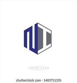 NI Logo Initial Monogram Negative Space Design Template With Blue Navy and Grey color