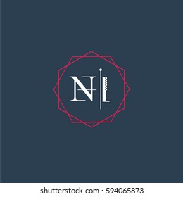 ni logo letter initial, Abstract Polygonal Background Logo, design for Corporate Business Identity,flat icon, Alphabet letter