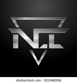 NI Logo, Metal Logo, Silver Logo, Monogram, Polygon