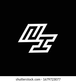 NI logo monogram with up to down style negative space design template isolated on black background
