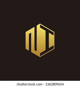 NI Logo Monogram with Negative space gold colors