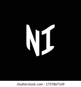 ni logo monogram with shield shape design template