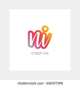 NI logo, vector. Useful as branding, app icon, alphabet combination, clip-art.