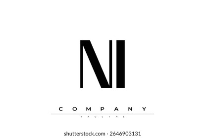 NI Modern Initials Logo Design. Branding logo with stylized initials showcasing bold design and modern aesthetic. Ideal for professional business branding or creative projects focusing on minimalistic
