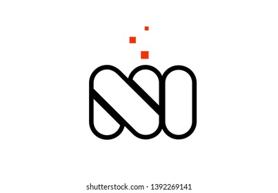 NI N I black white red dots alphabet letter combination suitable as a logo icon design for a company or business