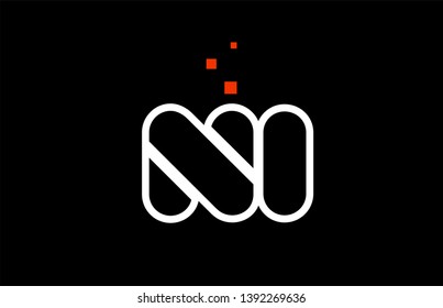 NI N I black white red dots alphabet letter combination suitable as a logo icon design for a company or business