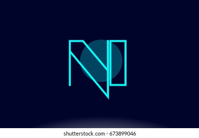 ni n i blue line circle letter logo alphabet creative company vector icon design template