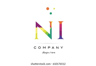 ni n i  creative rainbow colors colored alphabet company letter logo design vector icon template