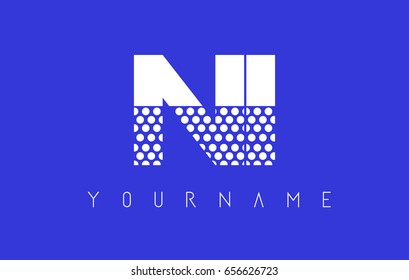 NI N I Dotted Pattern Letter Logo Design Vector with Blue Background.