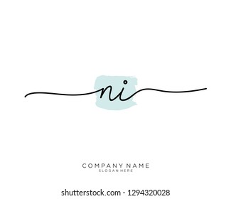 NI N I Initial handwriting logo template