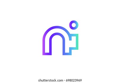 NI N I letter logo combination alphabet vector creative company icon design template modern  pink blue contour line art