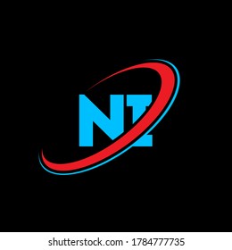 NI N I letter logo design. Initial letter NI linked circle uppercase monogram logo red and blue. NI logo, N I design. ni, n i