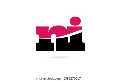 ni n i pink and black alphabet letter combination suitable as a logo icon design for a company or business