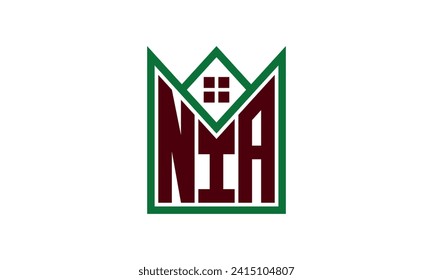 NIA initial letter real estate builders logo design vector. construction ,housing, home marker, property, building, apartment, flat, compartment, business, corporate, house rent, rental, commercial 