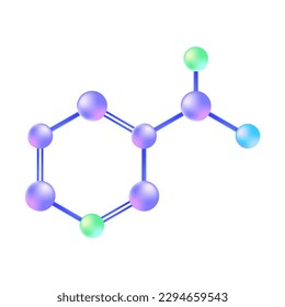 Niacinamide molecules. Vitamin B3, molecular structure on isolated background. Chemical illustration. Science background