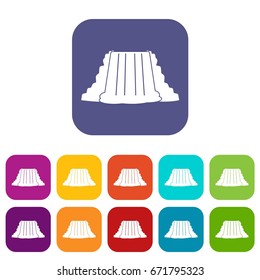 Niagara Falls icons set vector illustration in flat style In colors red, blue, green and other