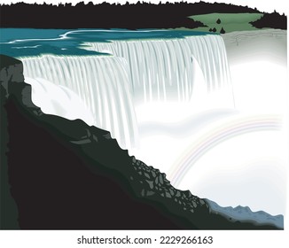 Niagara Falls Landmark Vector Illustration