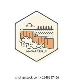 Niagara Falls - Ontario, Canada Lineal Color Icon. Landmark Buildings Icon Vector Illustration Concept.