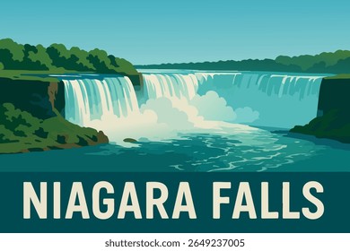 Niagara Falls showcases the powerful force of nature, where millions of gallons of water cascade down in a dramatic display, offering breathtaking views of the falls and surrounding landscape