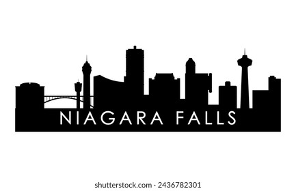 Silhouette der Niagarafälle. Black Niagara Falls Stadtdesign isoliert auf weißem Hintergrund. 