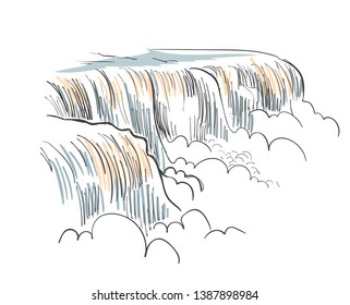 Niagara Falls Vector Sketch Illustration Usa Nature 