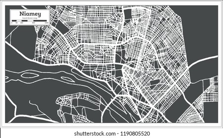 Niamey Niger City Map in Retro Style. Outline Map. Vector Illustration.