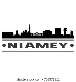 Niamey Niger Skyline Silhouette Stamp City Design Vector Art