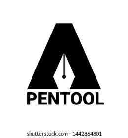 Nib pen in an A letter logo. Pen logo vector for business and company.