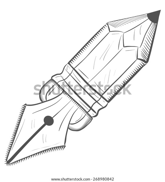 Nib Pen Pencil Sketch Stock Vector (Royalty Free) 268980842