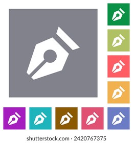 Nib solid flat icons on simple color square backgrounds