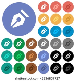 Nib solid multi colored flat icons on round backgrounds. Included white, light and dark icon variations for hover and active status effects, and bonus shades.