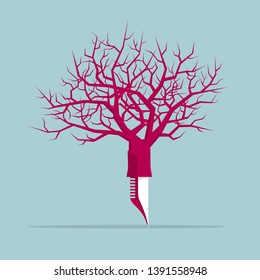 The nib under the tree.Isolated on blue background.